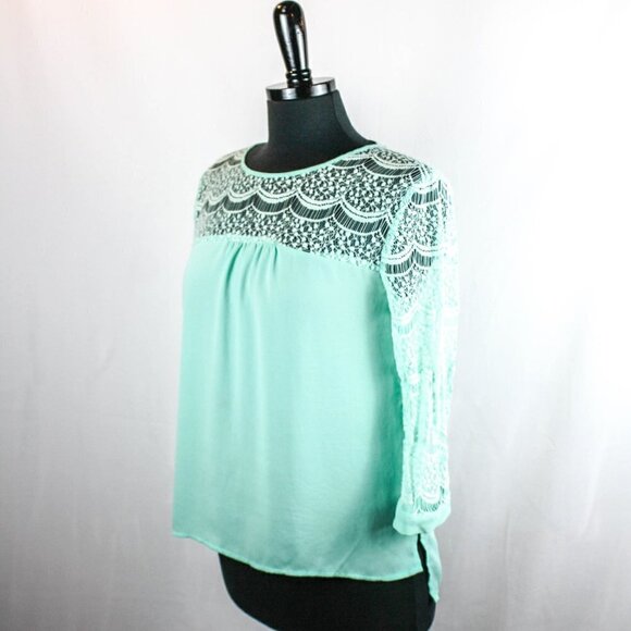Forever 21 Mint Green Top Crochet Detail S… - Picture 2 of 6